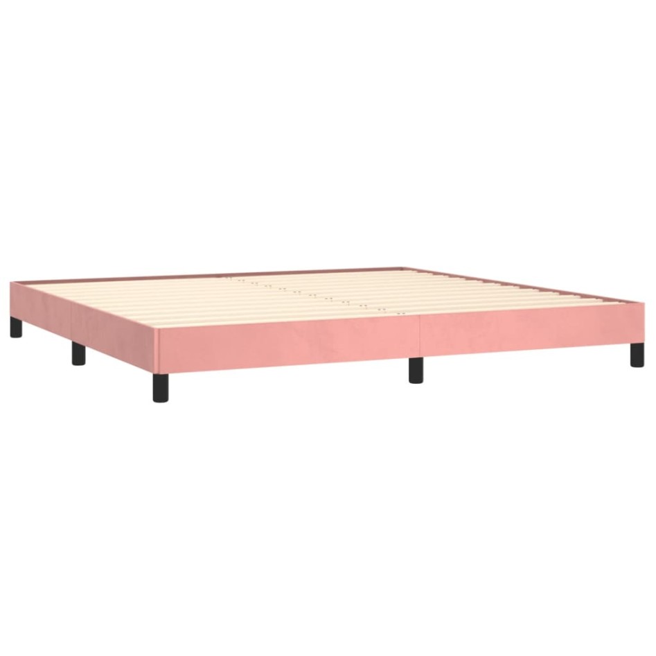 Estructura de cama de terciopelo rosa 200x200