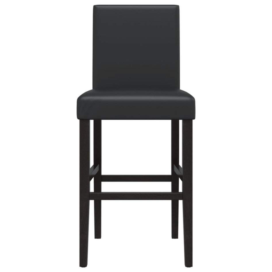 Taburetes altos 2 uds madera maciza de caucho y cuero