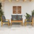 Set de muebles de jardín 4 pzs y cojines madera maciza