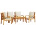 Juego de muebles jardín 5 pzas con cojines madera maciza