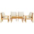 Juego de muebles jardín 5 pzas con cojines madera maciza