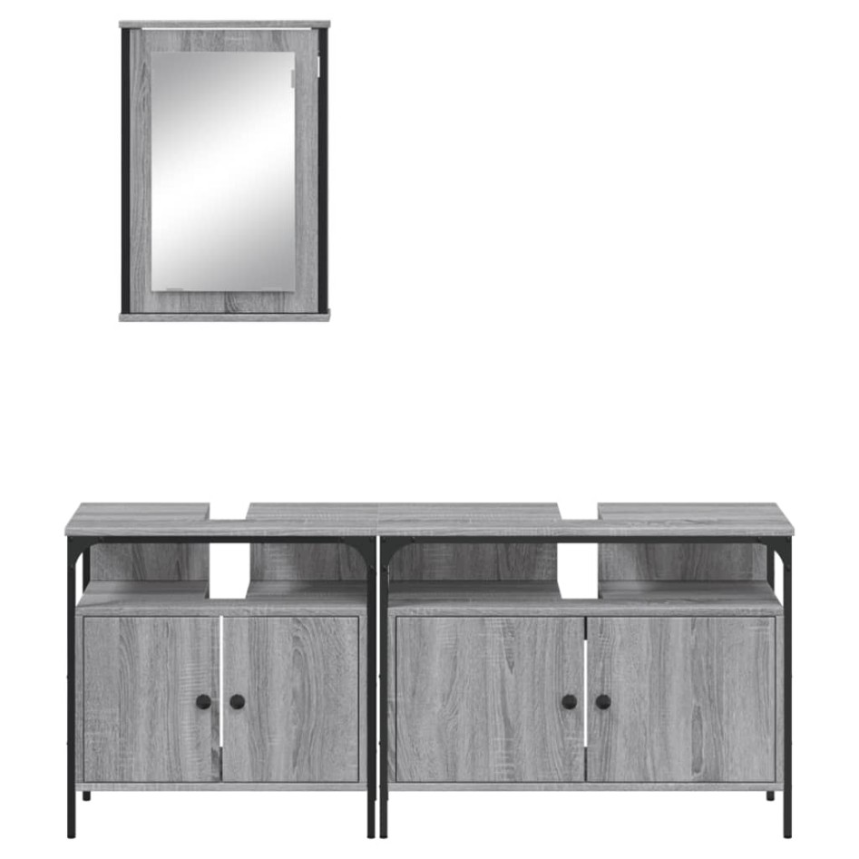 Set de muebles de baño 3 pzas madera contrachapada gris
