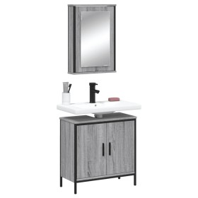 Set de muebles de baño 2 pzas madera contrachapada gris