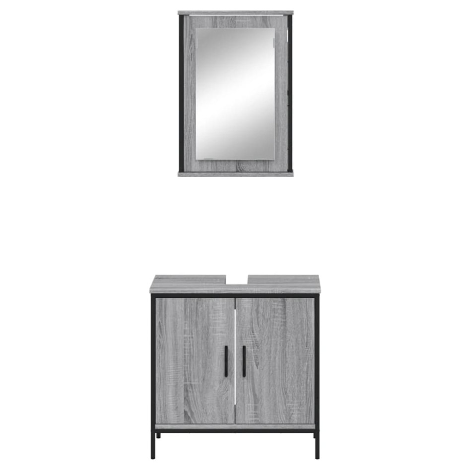 Set de muebles de baño 2 pzas madera contrachapada gris
