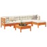 Set de sofás jardín 6 pzas con cojines madera pino marrón