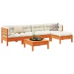 Set de sofás jardín 6 pzas con cojines madera pino marrón cera
