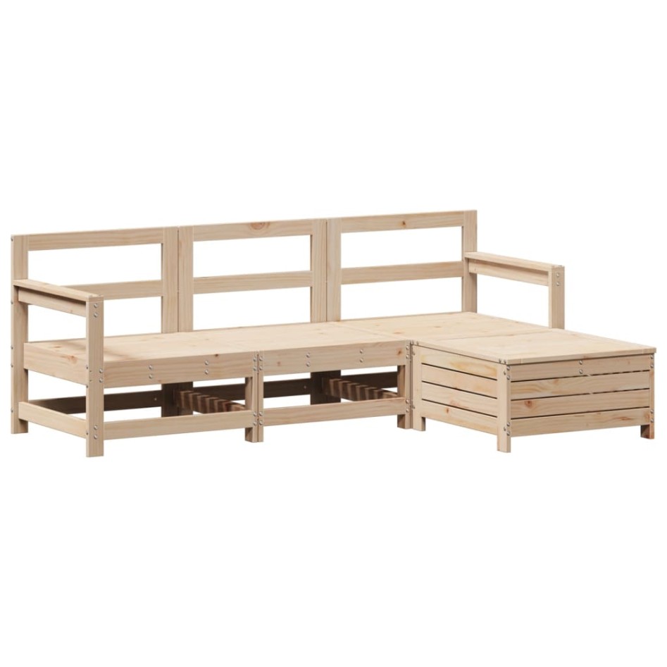 Juego de sofás de jardín 4 pzas madera maciza de