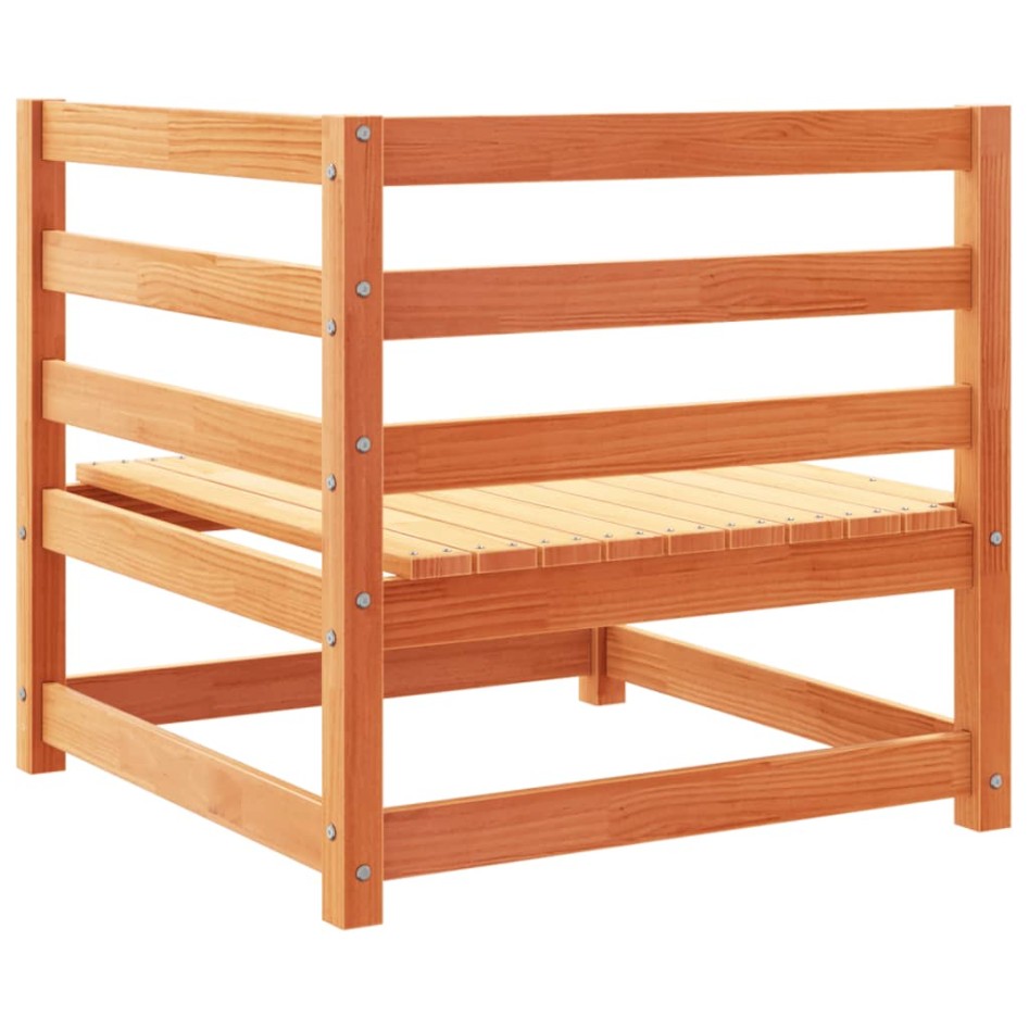 Juego de sofás de jardín 3 pzas madera maciza pino marrón