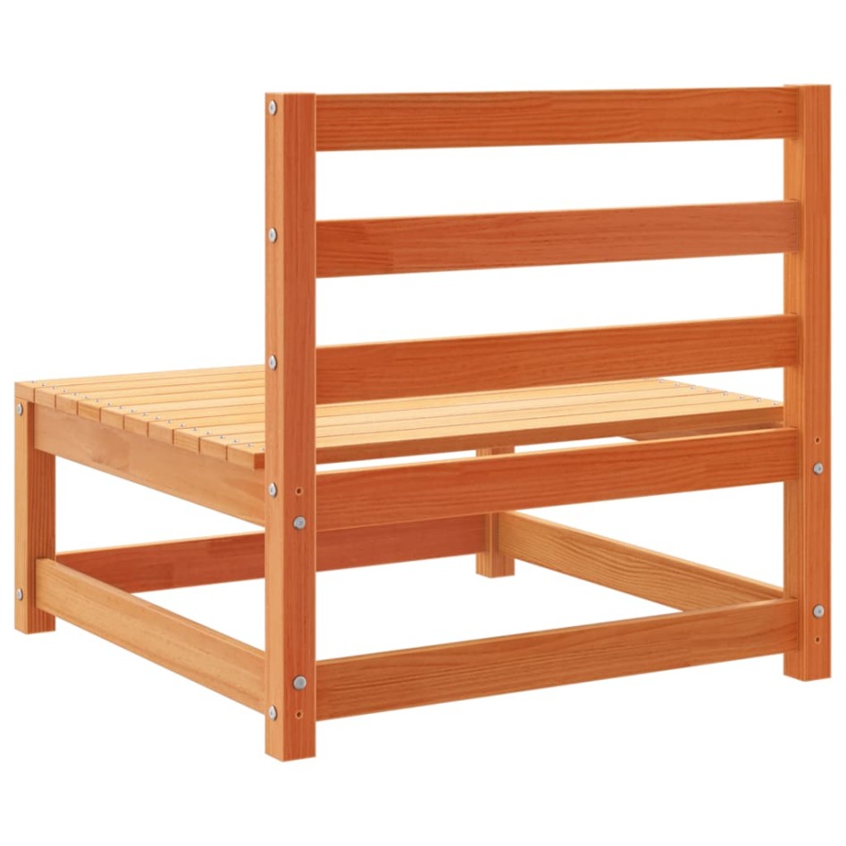 Juego de sofás de jardín 3 pzas madera maciza pino marrón