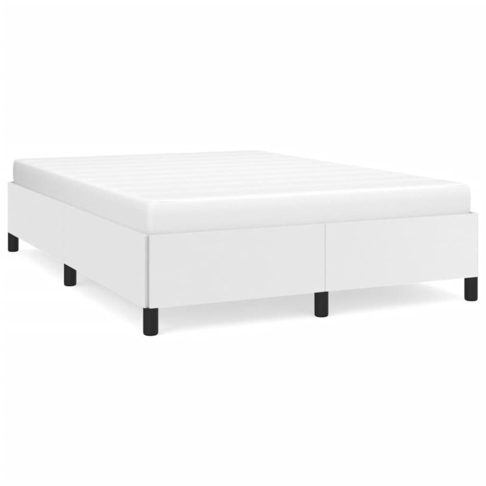 Estructura de cama de cuero sintético blanco 140x200