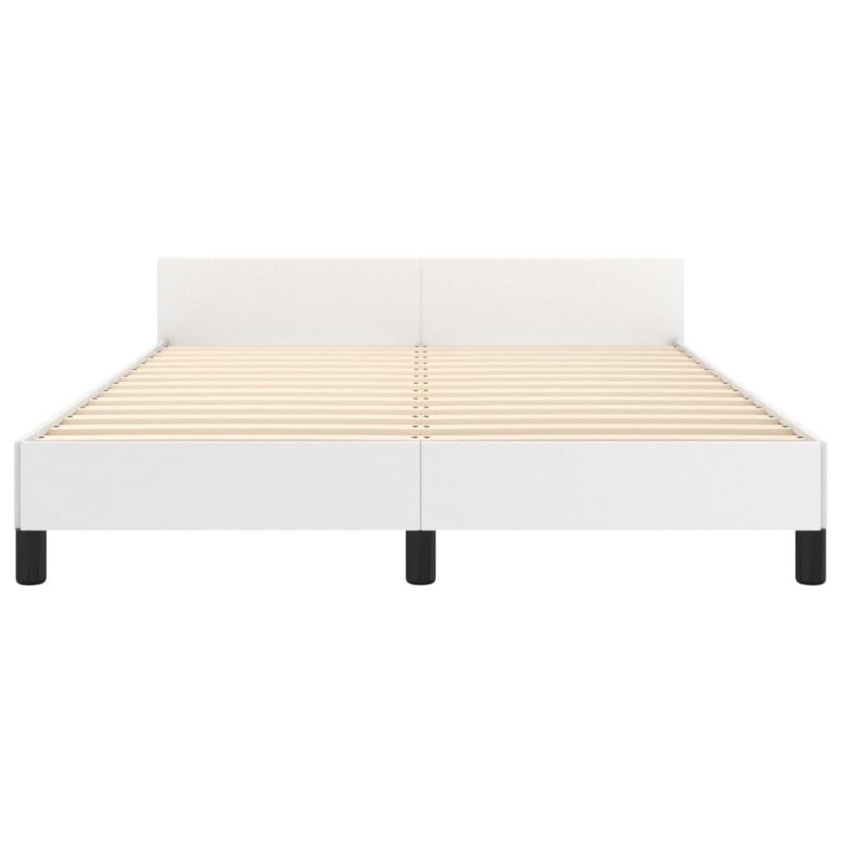 Estructura de cama cabecero cuero sintético blanco 140x200