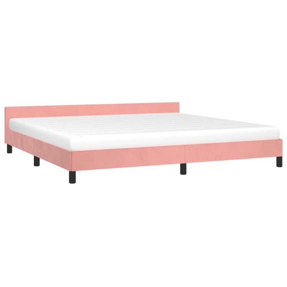 Estructura de cama con cabecero de terciopelo rosa 200x200