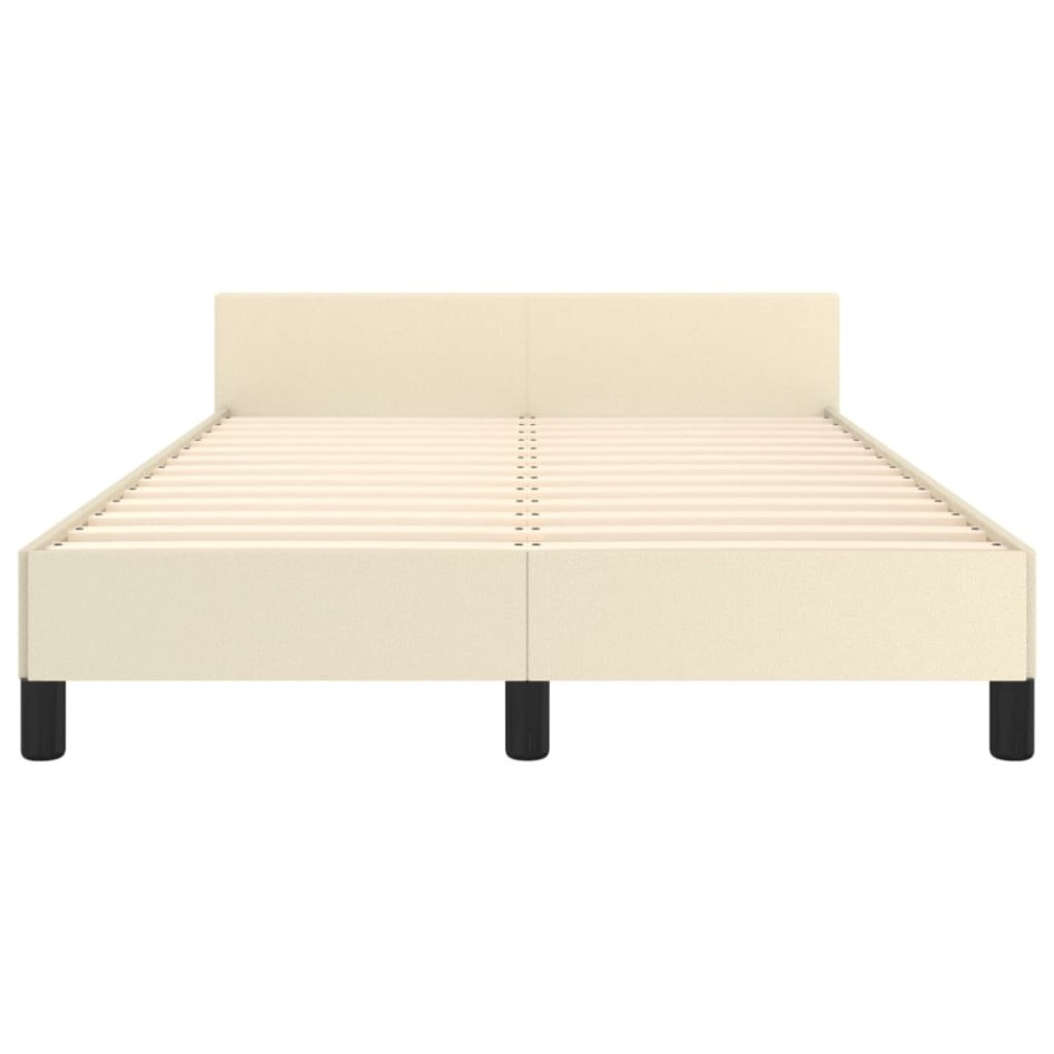 Estructura de cama con cabecero cuero sintético crema