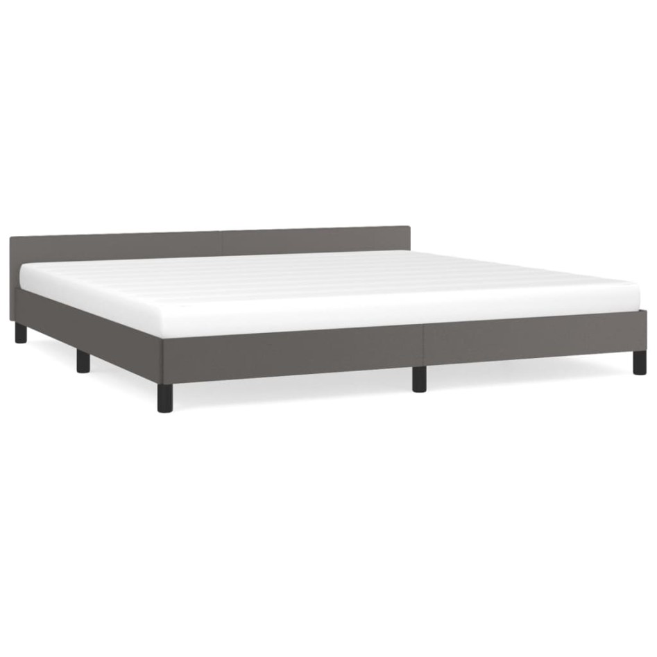 Estructura de cama con cabecero cuero sintético gris 200x200