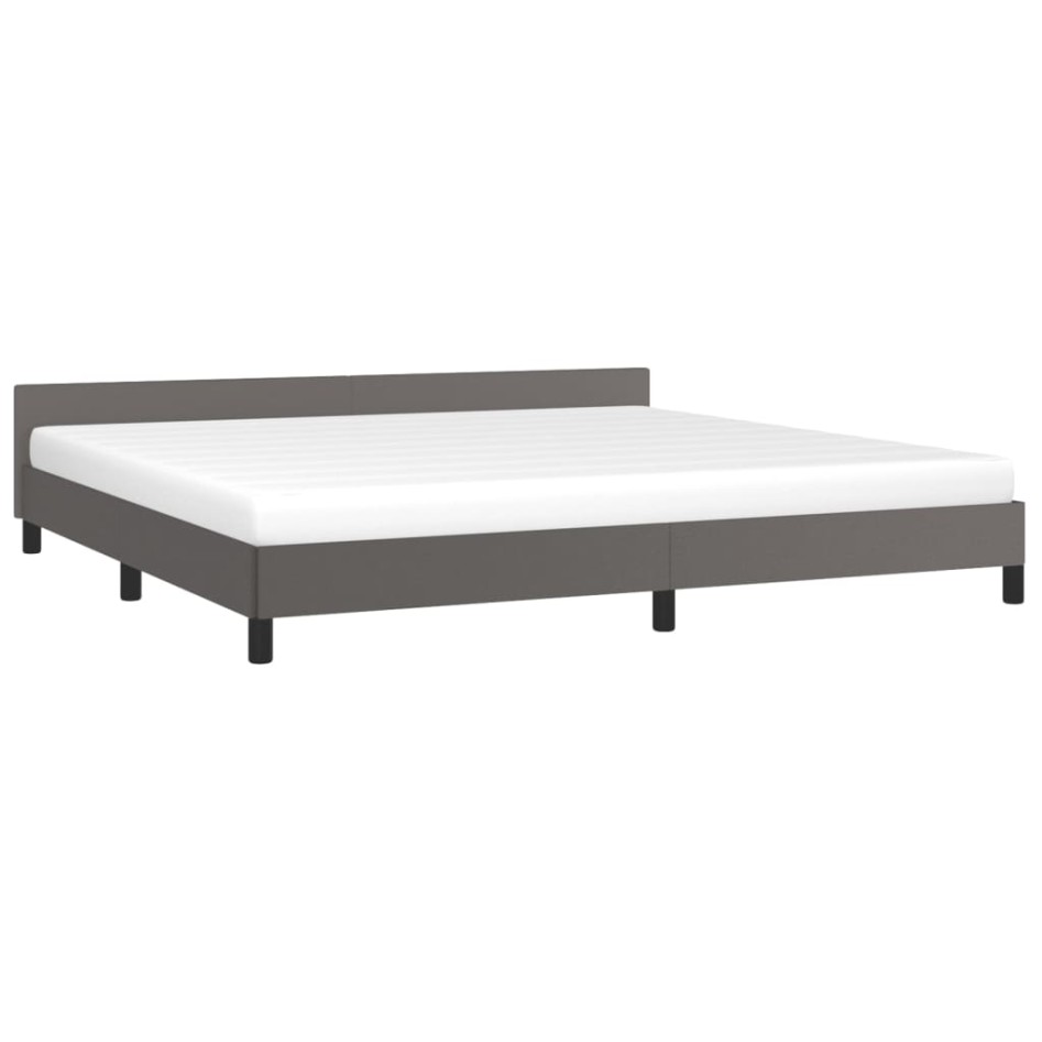 Estructura de cama con cabecero cuero sintético gris 200x200
