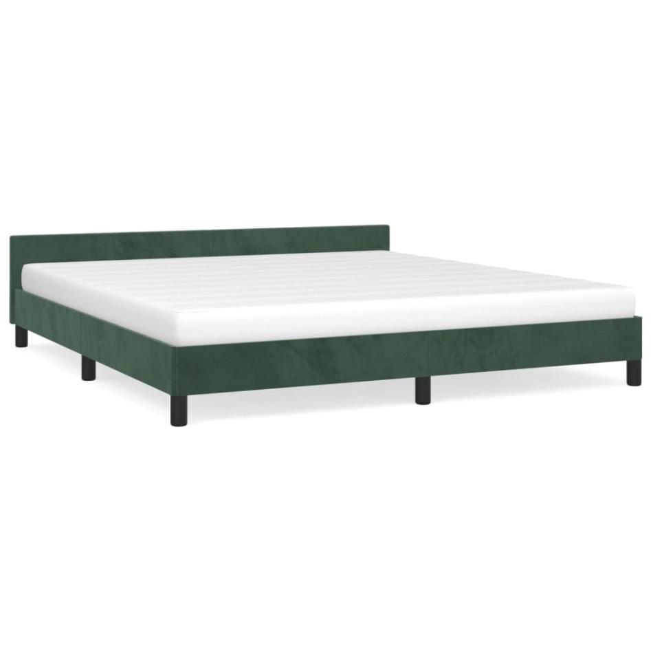 Estructura cama con cabecero terciopelo verde oscuro 160x200