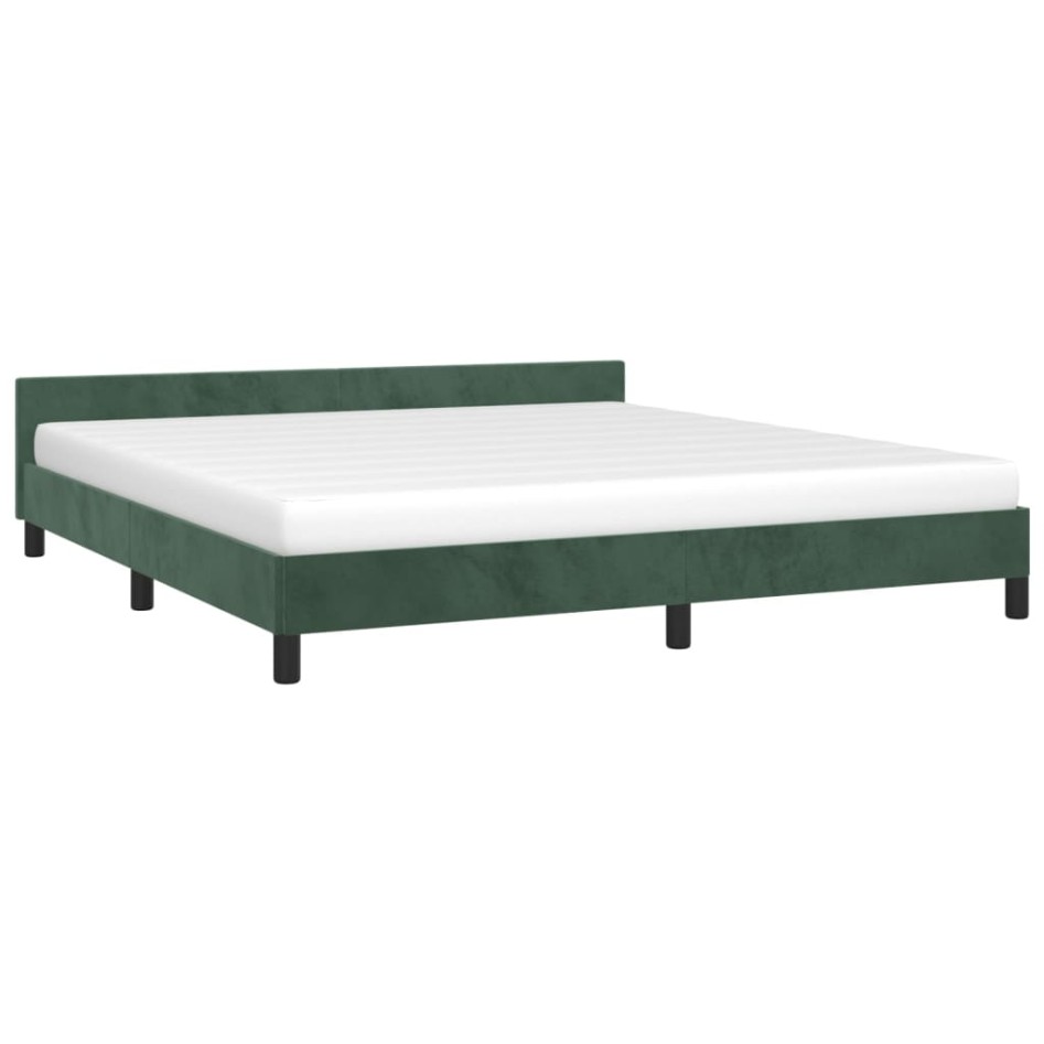 Estructura cama con cabecero terciopelo verde oscuro 160x200