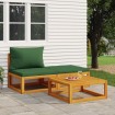 Set de muebles para jardín 3 piezas con cojines madera acacia