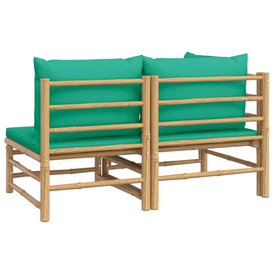 Set de muebles de jardín 2 piezas bambú con cojines