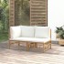 Set de muebles de jardín 2 piezas bambú y cojines blanco