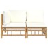 Set de muebles de jardín 2 piezas bambú y cojines blanco