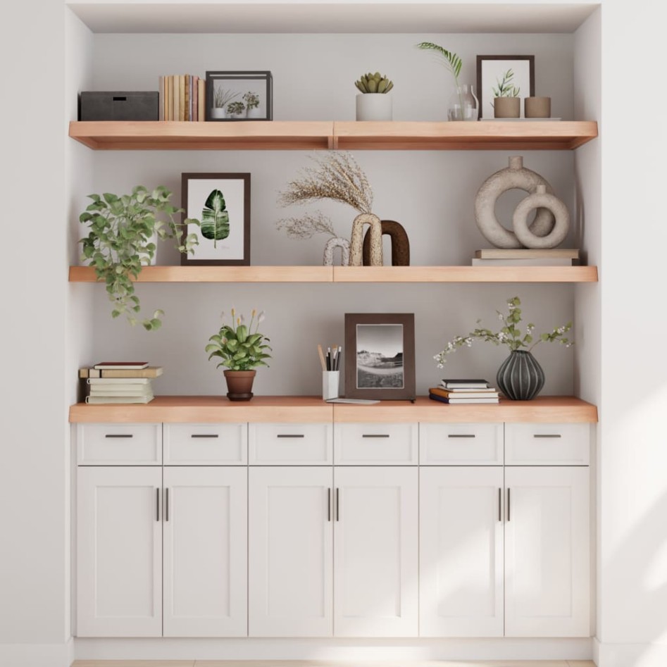 Estante de pared madera maciza roble sin tratar 180x60x(2-6)