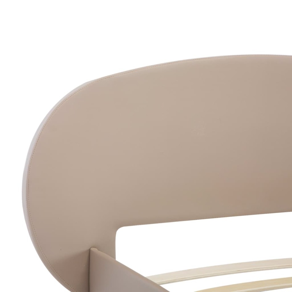 Estructura de cama de cuero sintético color capuchino
