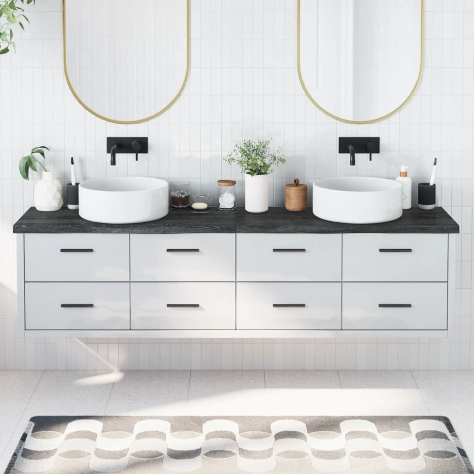 Encimera de baño madera tratada marrón oscuro 200x40x(2-4)