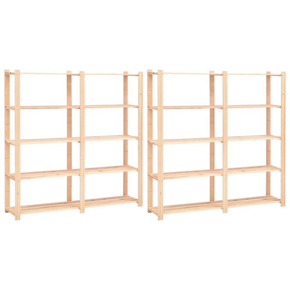 Estantería 5 niveles 2 unidades madera pino maciza 500