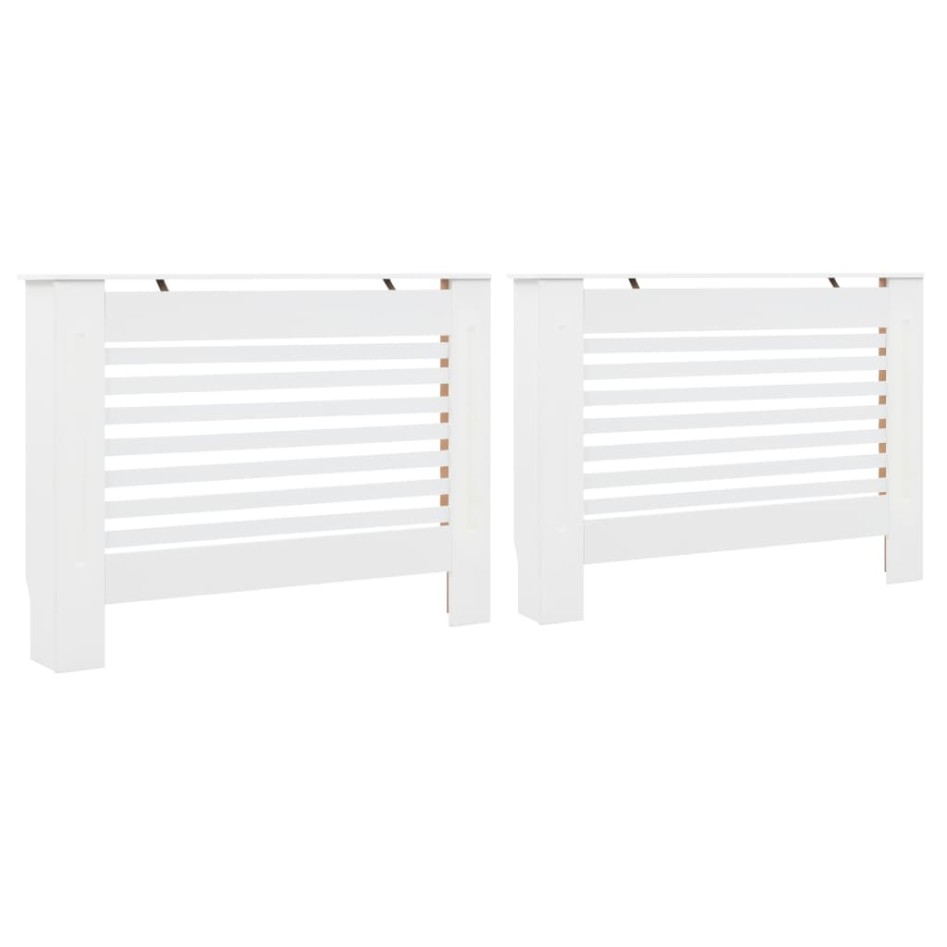 Cubiertas para radiador 2 unidades MDF blanco 112x19x81,5