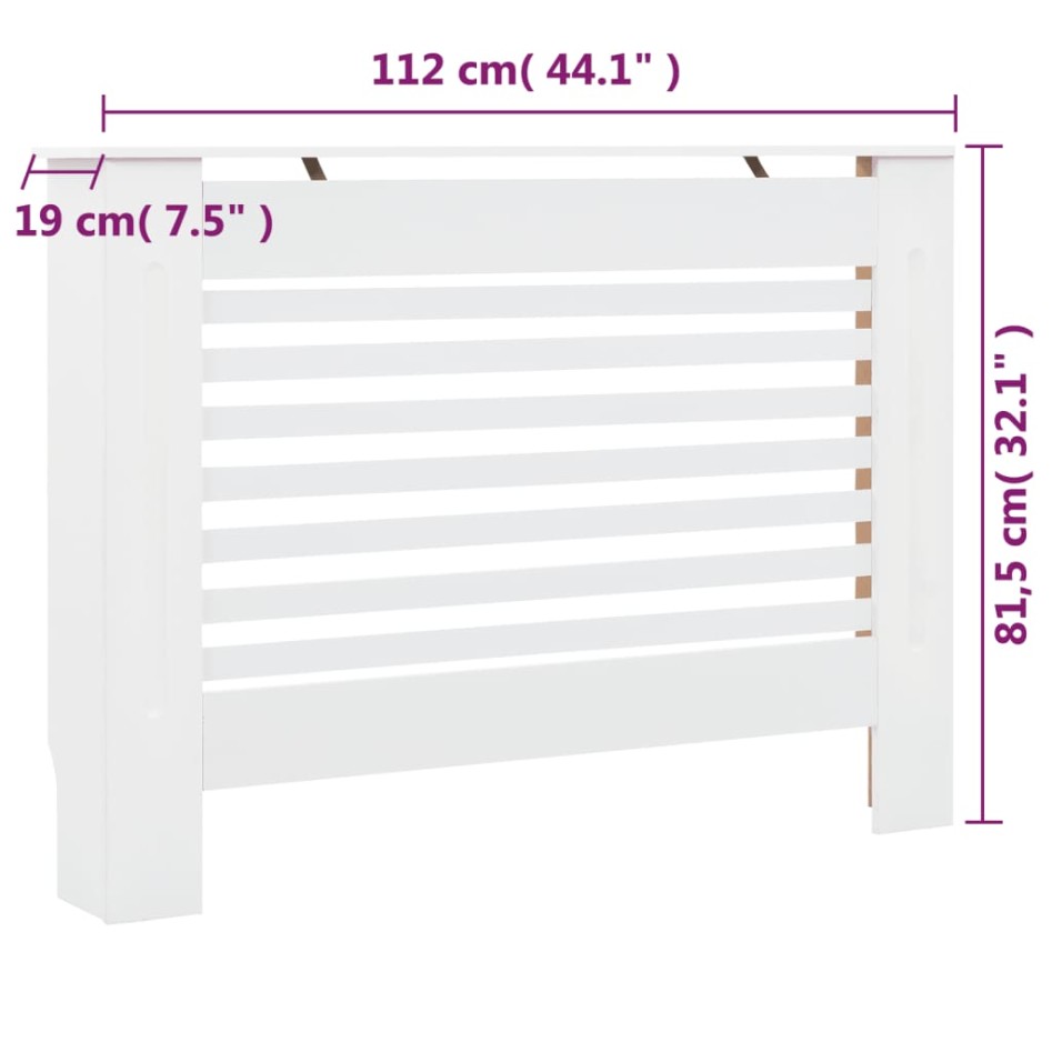 Cubiertas para radiador 2 unidades MDF blanco 112x19x81,5