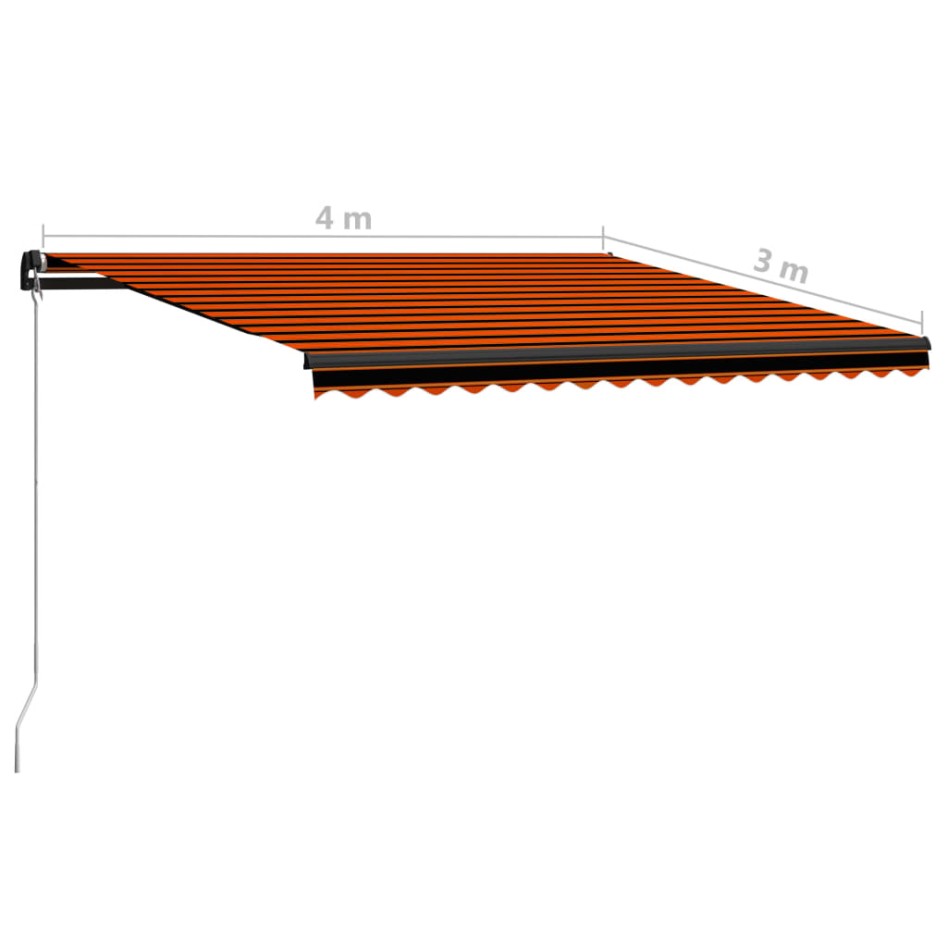Toldo manual retráctil naranja y marrón 400x300