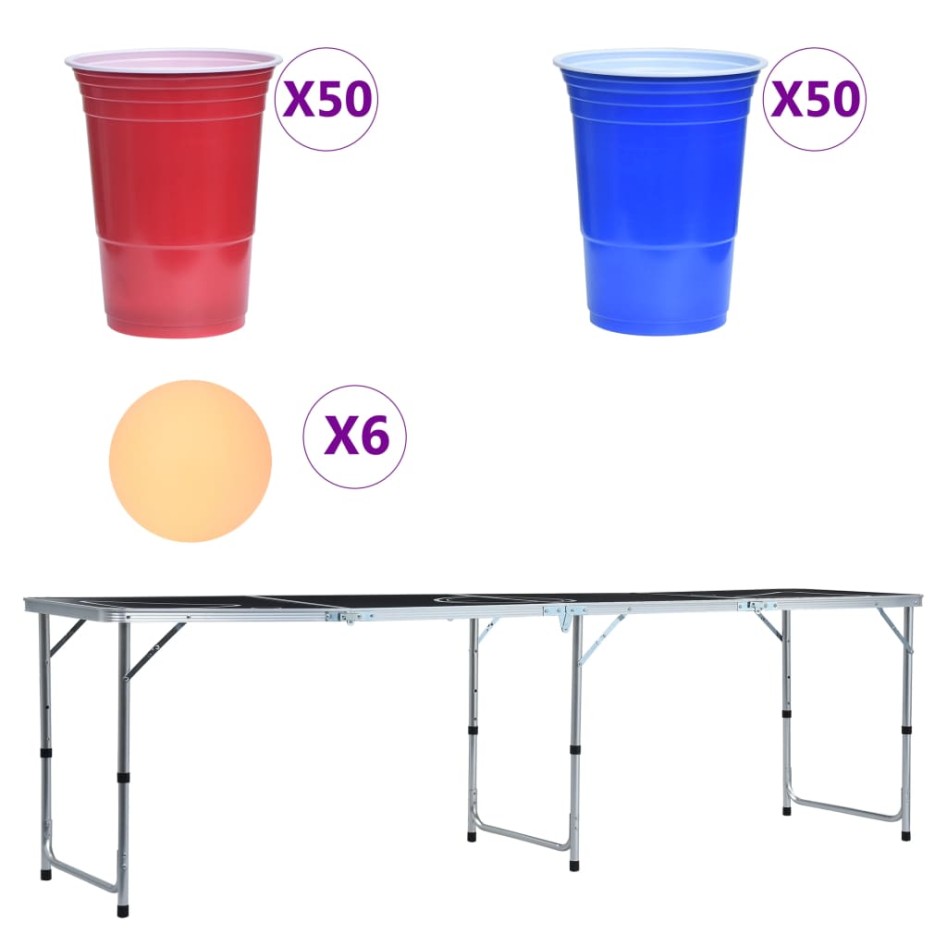 Mesa de beer pong plegable con tazas y bolas de 240