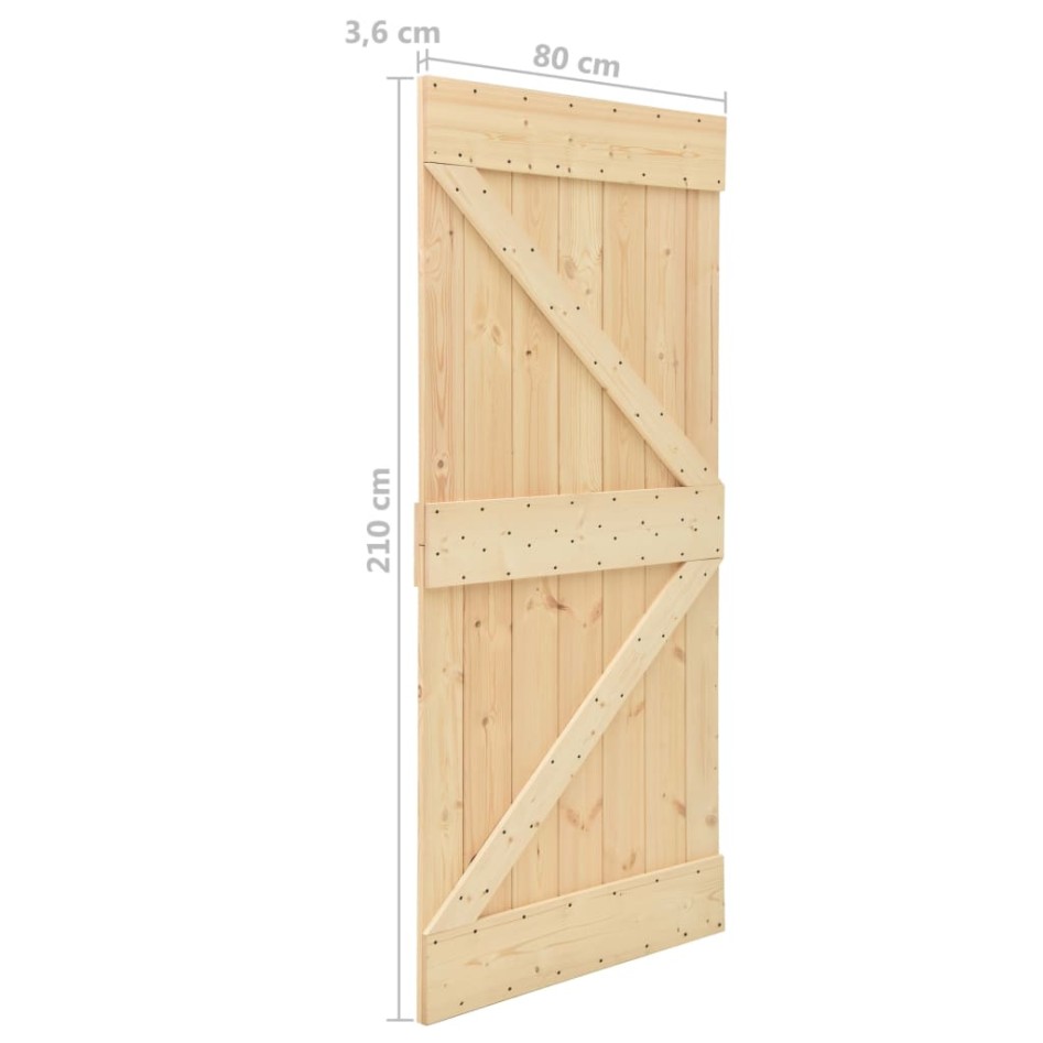 Puerta corredera con herrajes madera maciza de pino 80x210