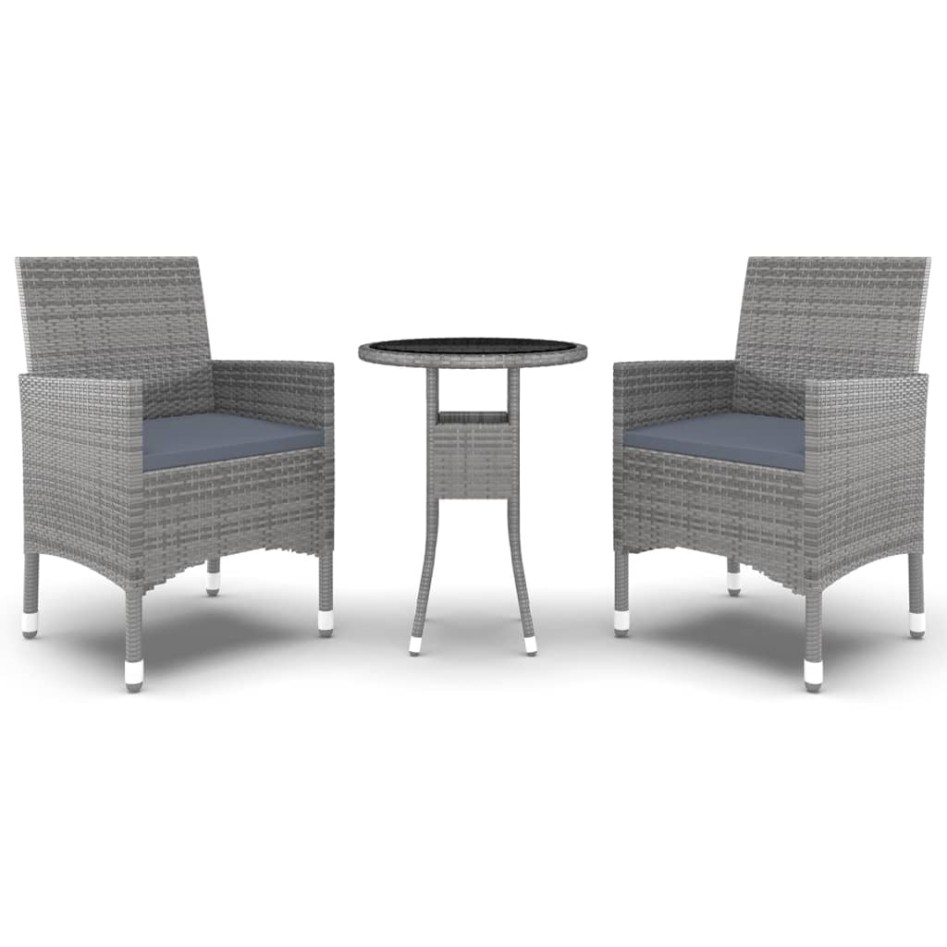 Juego de comedor de jardín 3 piezas ratán sintético