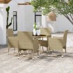 Juego de comedor para jardín de 5 piezas ratán sintético beige