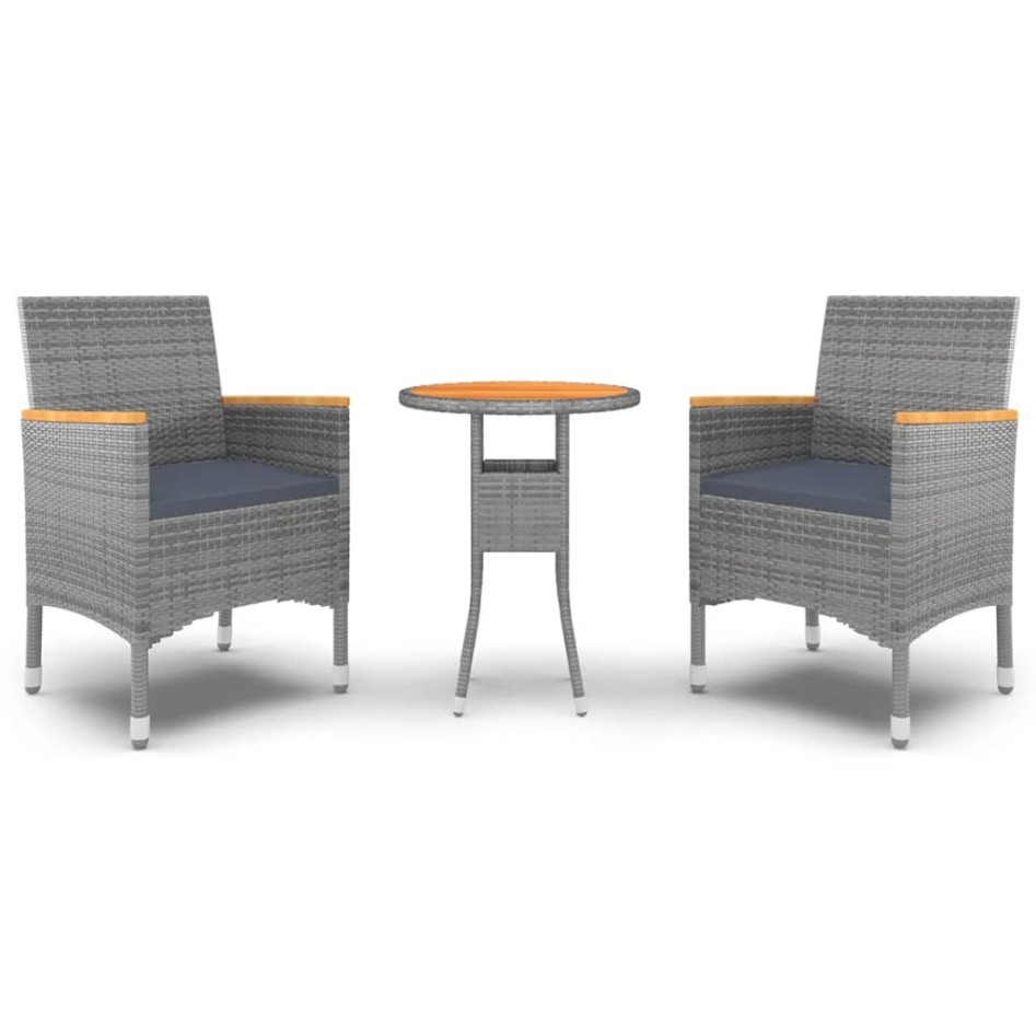 Juego de comedor de jardín 3 piezas ratán sintético