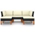 Set de muebles de jardín 5 pzas y cojines ratán sintético