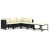 Set de muebles de jardín 6 pzas y cojines ratán sintético
