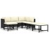 Set de muebles de jardín 7 pzas y cojines ratán sintético