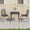 Set de comedor de jardín de 3 piezas PVC ratán negro