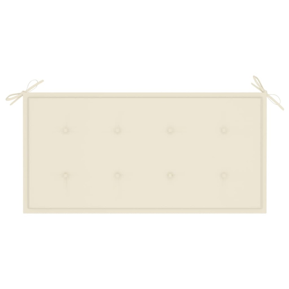 Banco de jardín madera maciza de teca con cojín crema 112