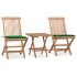 Set comedor de jardín plegable 3 piezas madera de teca