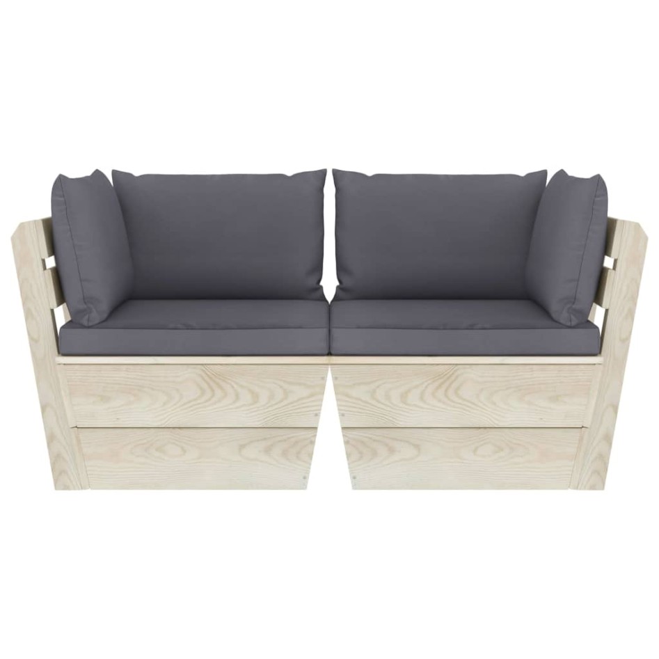 Sofá de palets de jardín 2 plazas con cojines madera de