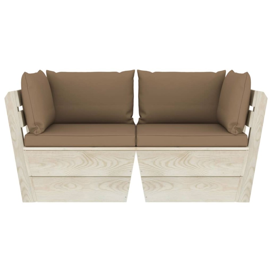Sofá de palets de jardín 2 plazas con cojines madera de