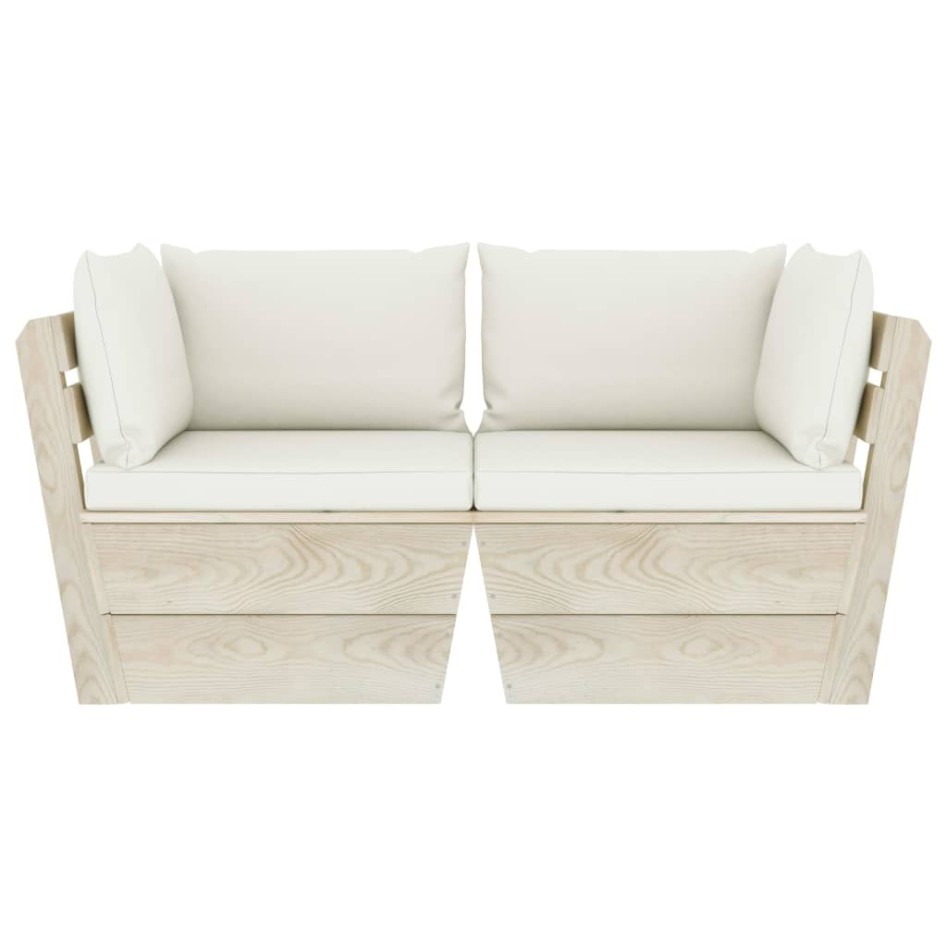 Sofá de palets de jardín 2 plazas con cojines madera de