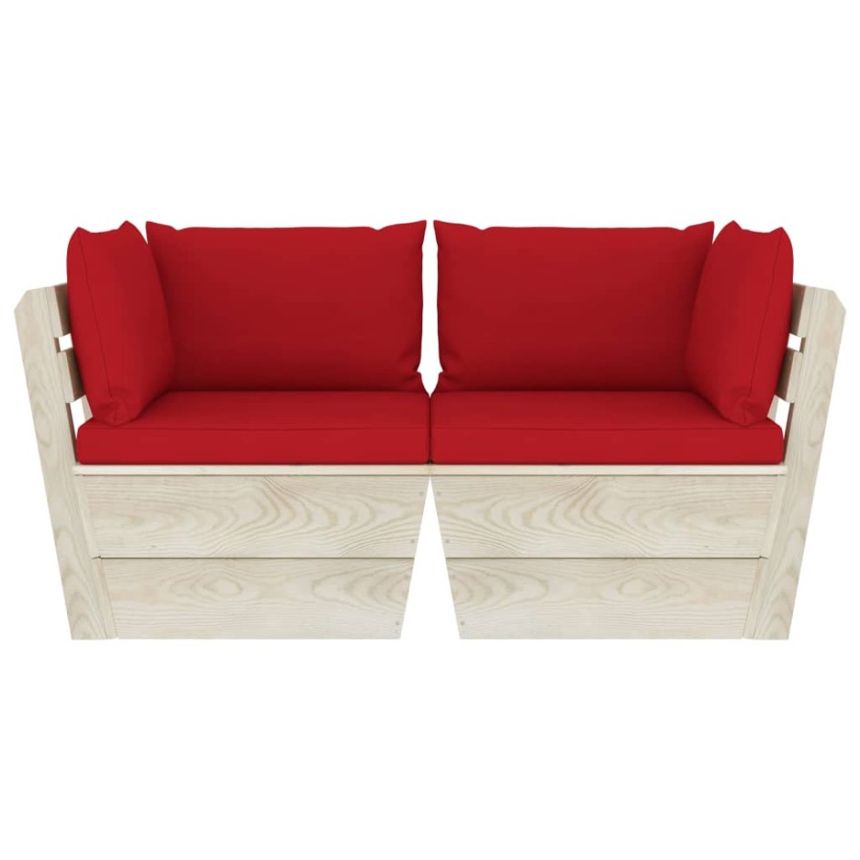Sofá de palets de jardín 2 plazas con cojines madera de