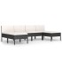 Set muebles de jardín 6 piezas y cojines ratán sintético