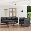 Set de muebles de jardín 6 pzas y cojines ratán sintético gris