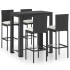Set muebles bar jardín 5 piezas y cojines ratán sintético